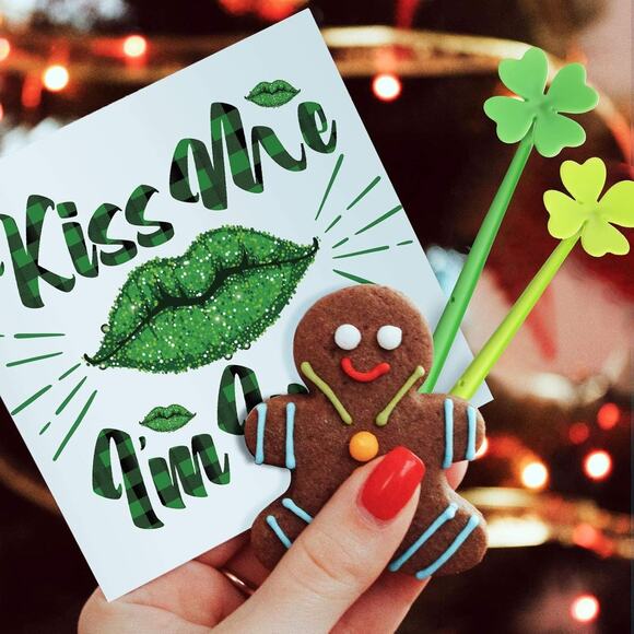 16 Pcs St. Patrick's Day Ballpoint Pens – 0.5mm Black Gel Ink – Shamrock & Green - Picture 3 of 7